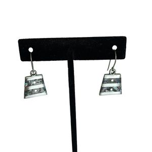 Sterling Silver and Abalone Shell Artisan Dangle Earrings